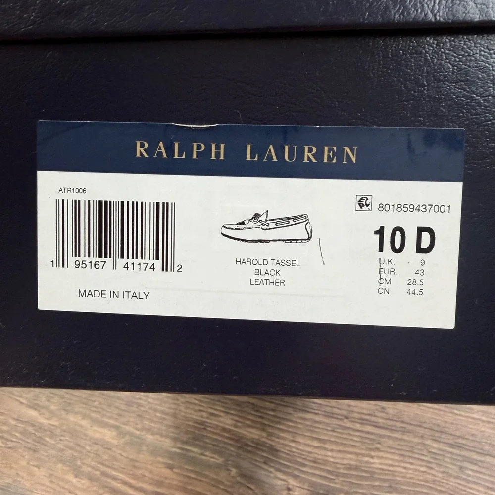 Ralph Lauren Purple Label Mens 10D Harold Tassel Loafers Black Leather Italy New